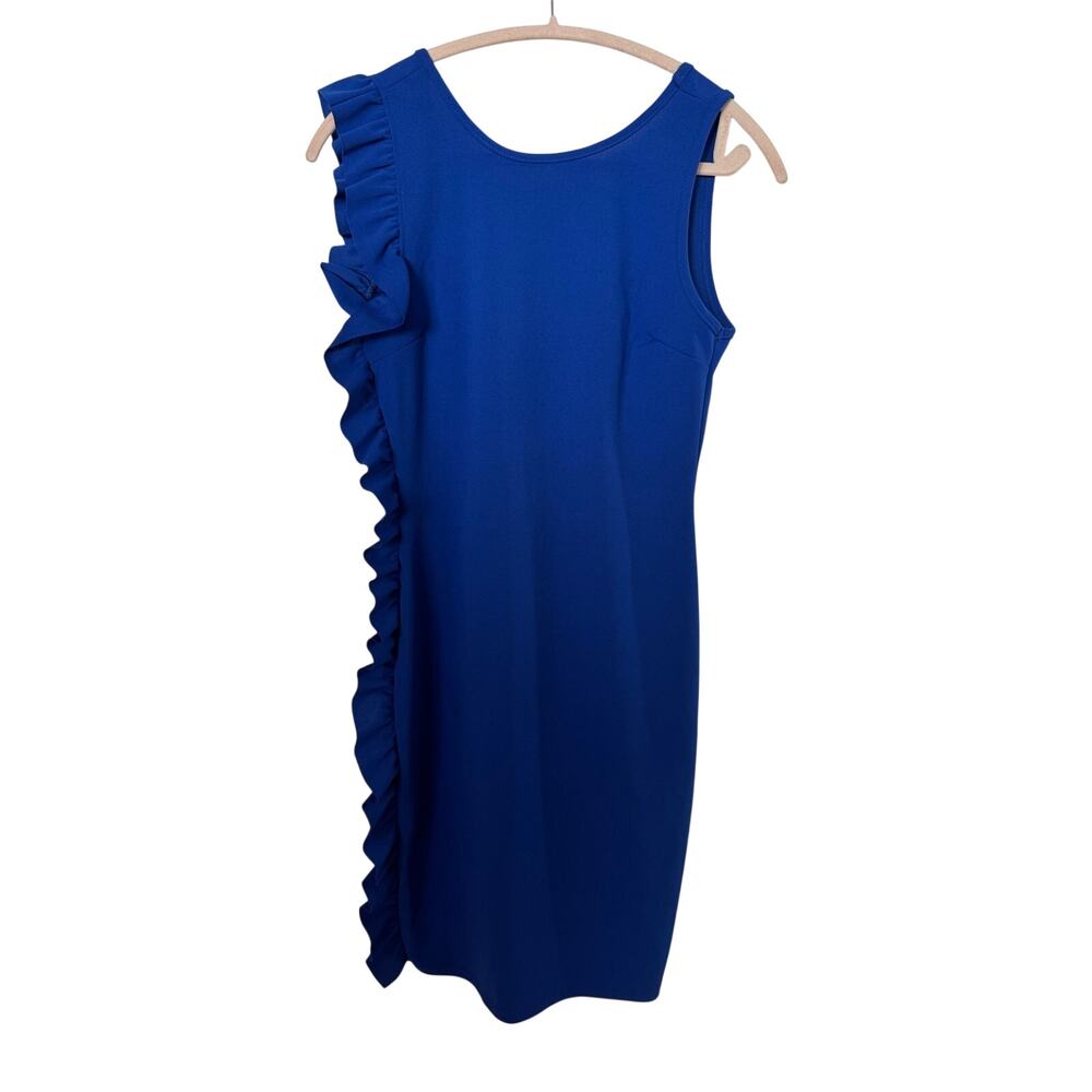 Royal Blue Sleeveless Sheath Dress Size Medium Side Ruffles